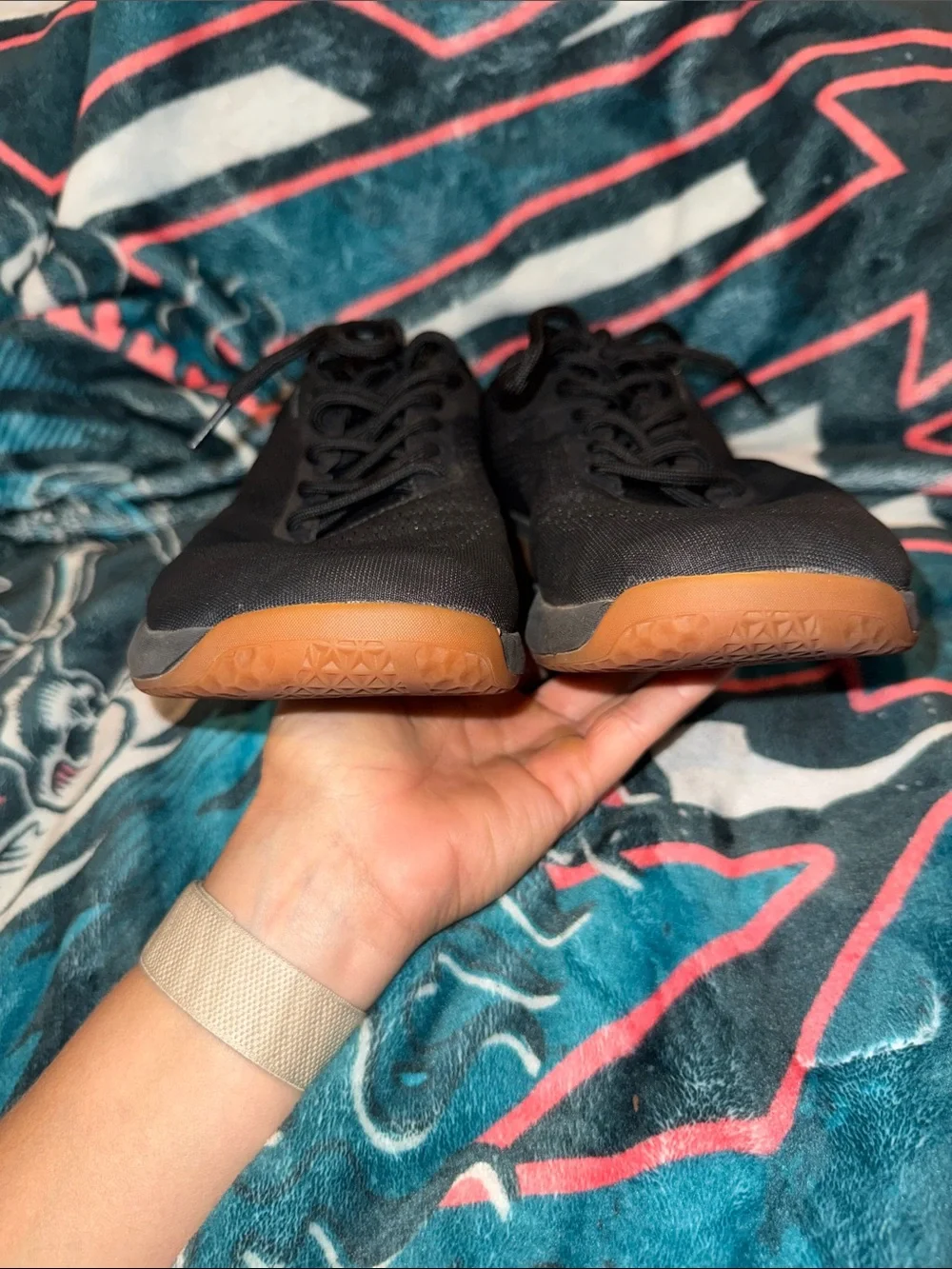 Men's Black Knit Sneakers with Gum Outsole